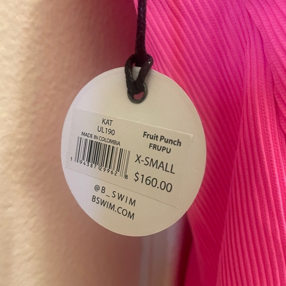 B. Swim x Elizabeth Turner NWT Bright Pink One Piece Swimsuit; Size XS - Picture 3 of 4